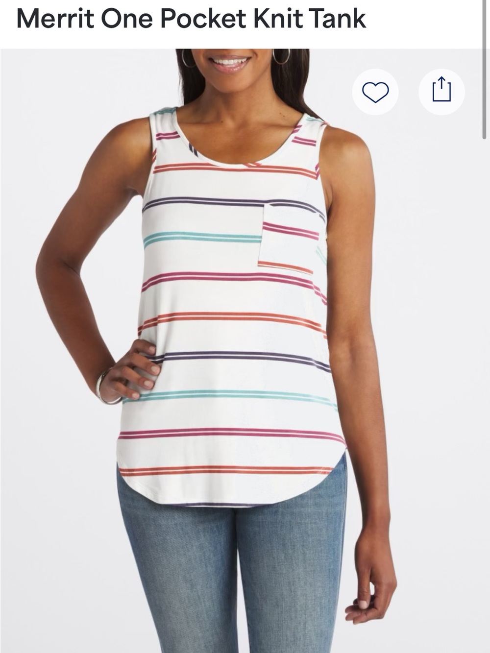 Market & Spruce White Multi-Stripe One Pocket Tank